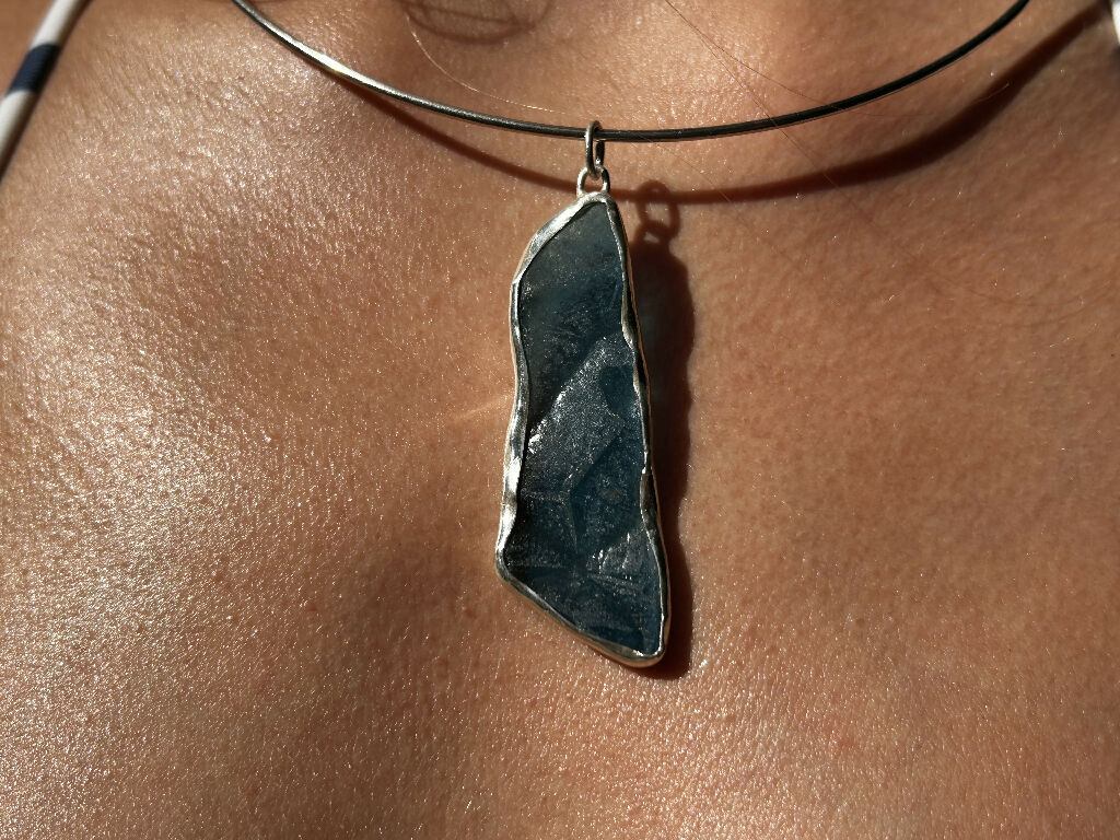 Blue statement seaglass Necklace - Image 2