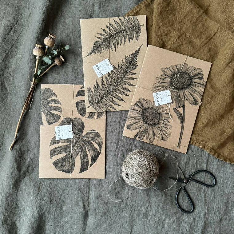 Selection of Three Kraft Notebooks - Monstera, Daisy and Fern