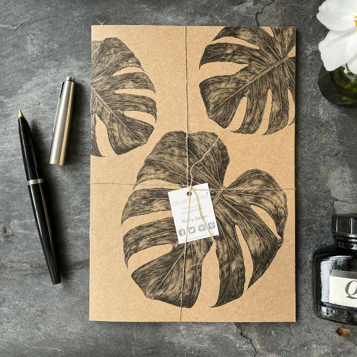 Selection of Three Kraft Notebooks - Monstera, Daisy and Fern - Image 2