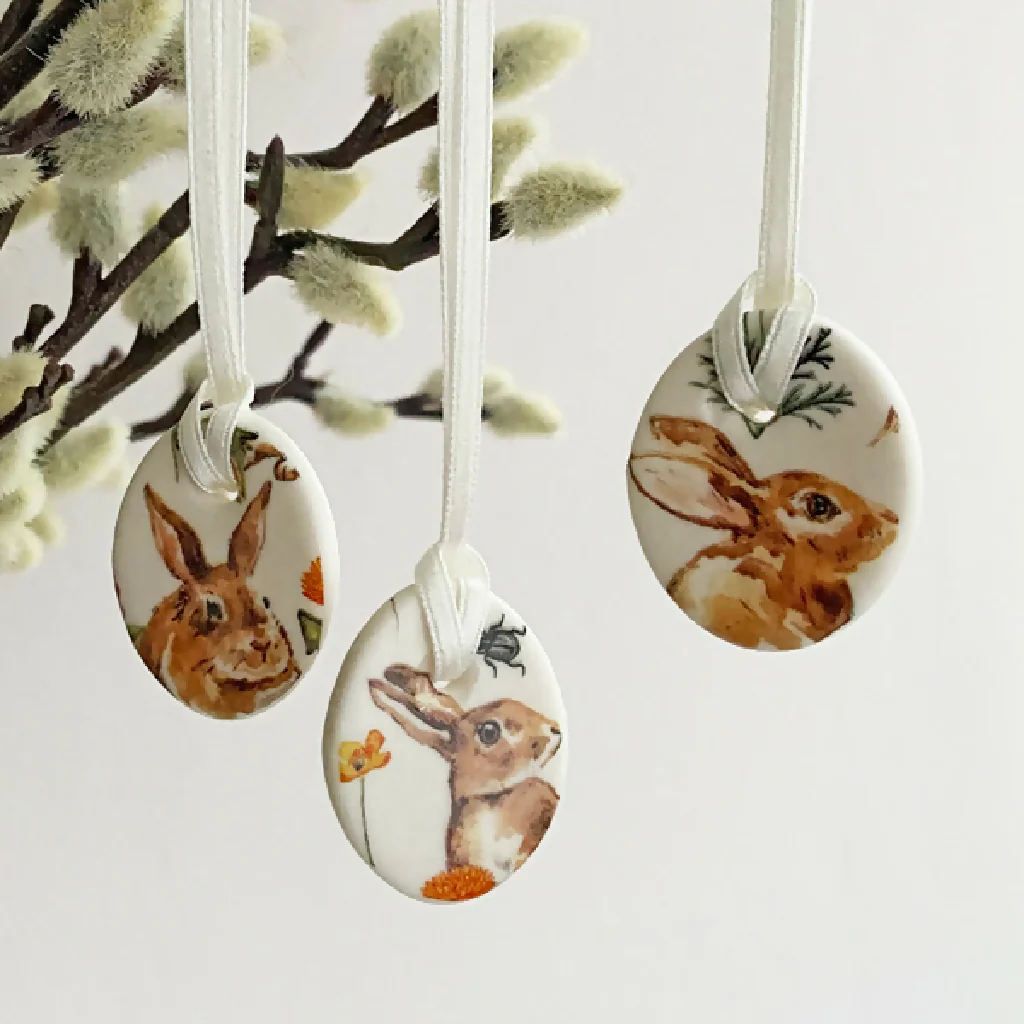 Set Of 3 Porcelain Mini Egg Decorations
