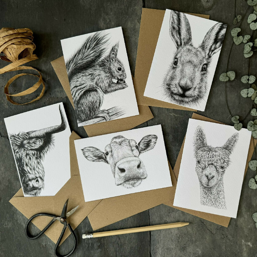 Set of 5 'Furry Friends' Greetings Cards - Image 9