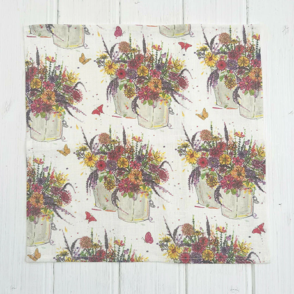 Set of Two Linen Napkins - Summer Garden Pots - Image 4