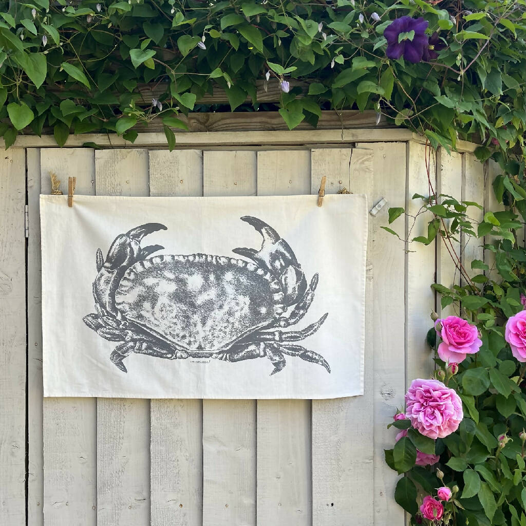 Set of Two Natural Cotton Tea Towels ~ Crab and Lobster - Image 3