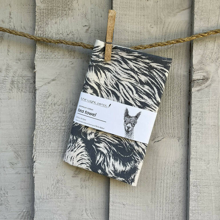 Set of Two Natural Cotton Tea Towels ~ Guernsey Cow and Alpaca - Image 4