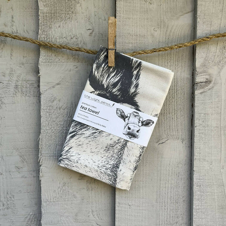 Set of Two Natural Cotton Tea Towels ~ Guernsey Cow and Alpaca - Image 5