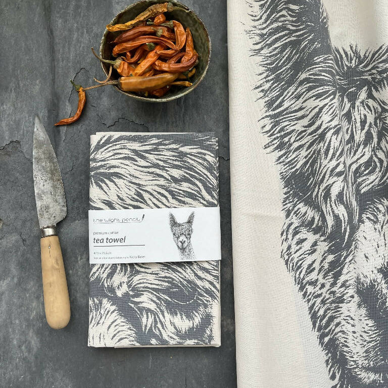 Set of Two Natural Cotton Tea Towels ~ Guernsey Cow and Alpaca - Image 7