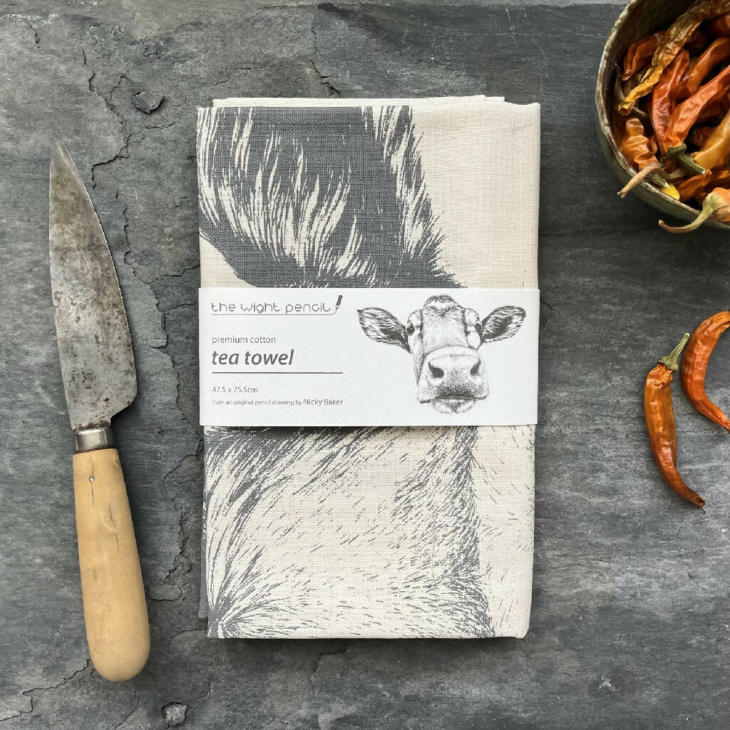 Set of Two Natural Cotton Tea Towels ~ Guernsey Cow and Alpaca - Image 9