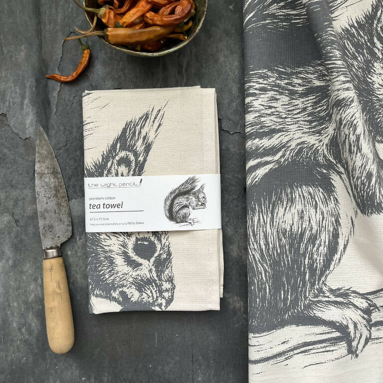 Set of Two Natural Cotton Tea Towels ~ Hare and Red Squirrel - Image 8