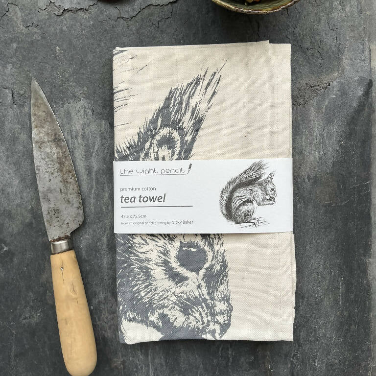 Set of Two Natural Cotton Tea Towels ~ Hare and Red Squirrel - Image 9