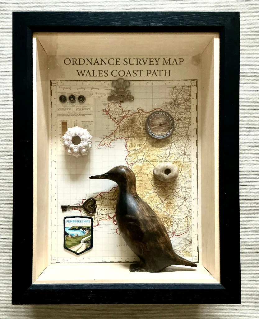 Shadow box of found objects