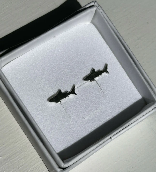 Shark Silver Earrings - Image 2