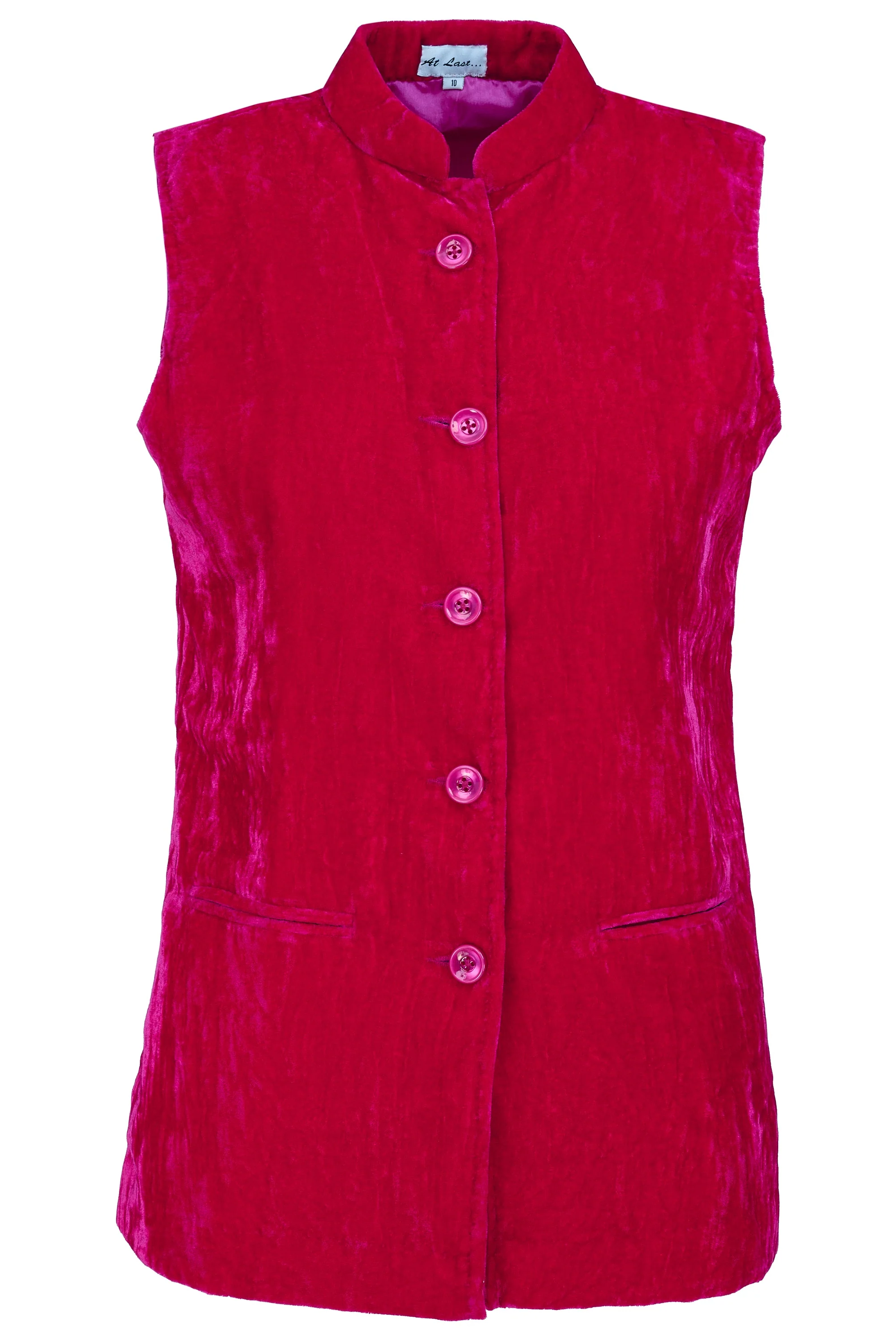 Short Silk Velvet Waistcoat In Hot Pink - Image 6