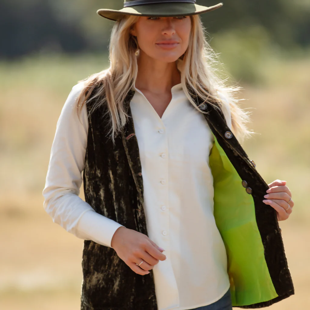Short Silk Velvet Waistcoat In Olive Green