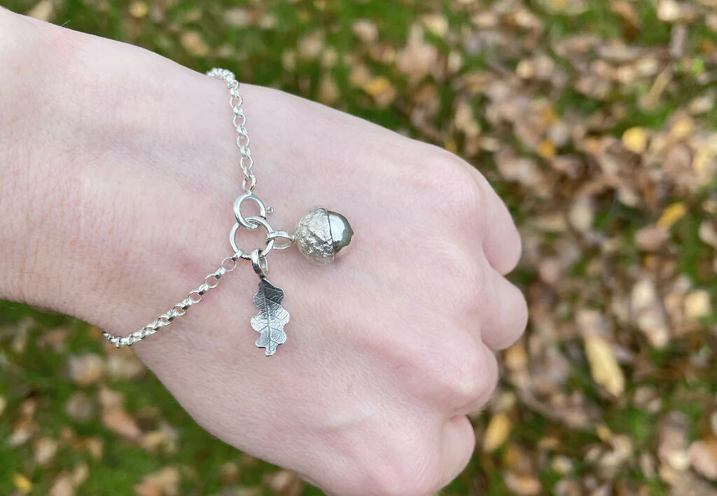 Silver Acorn and Oak Leaf Charm Bracelet - Image 3