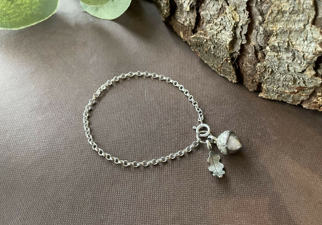 Silver Acorn and Oak Leaf Charm Bracelet - Image 6