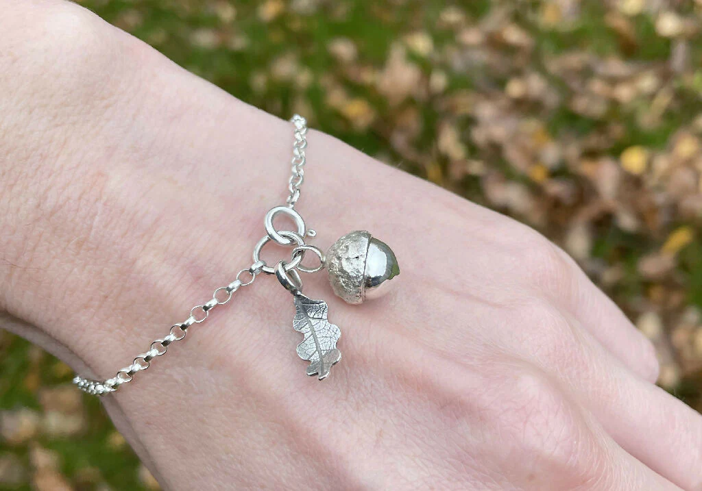 Silver Acorn and Oak Leaf Charm Bracelet - Image 7
