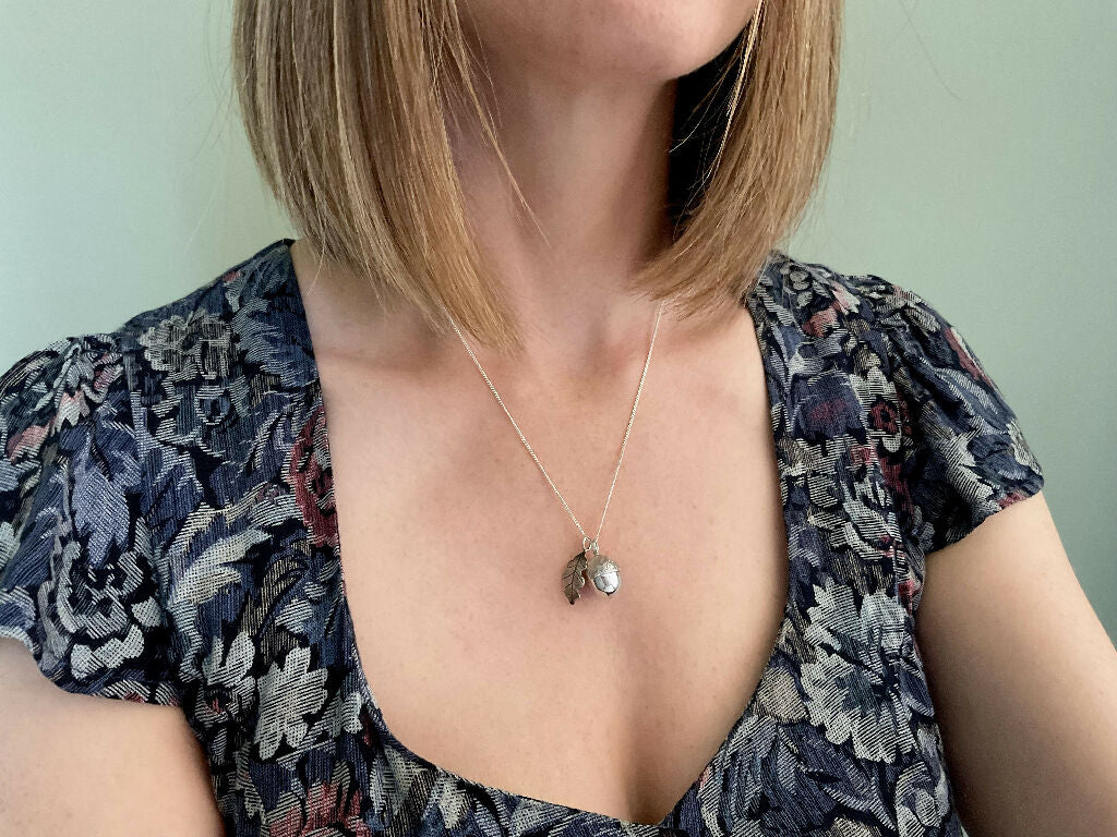 Silver Acorn & Oak Leaf Necklace - Image 2
