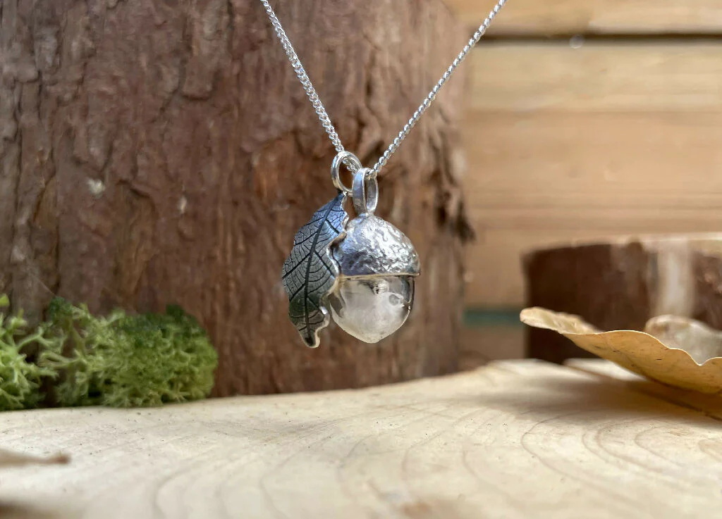 Silver Acorn & Oak Leaf Necklace - Image 3