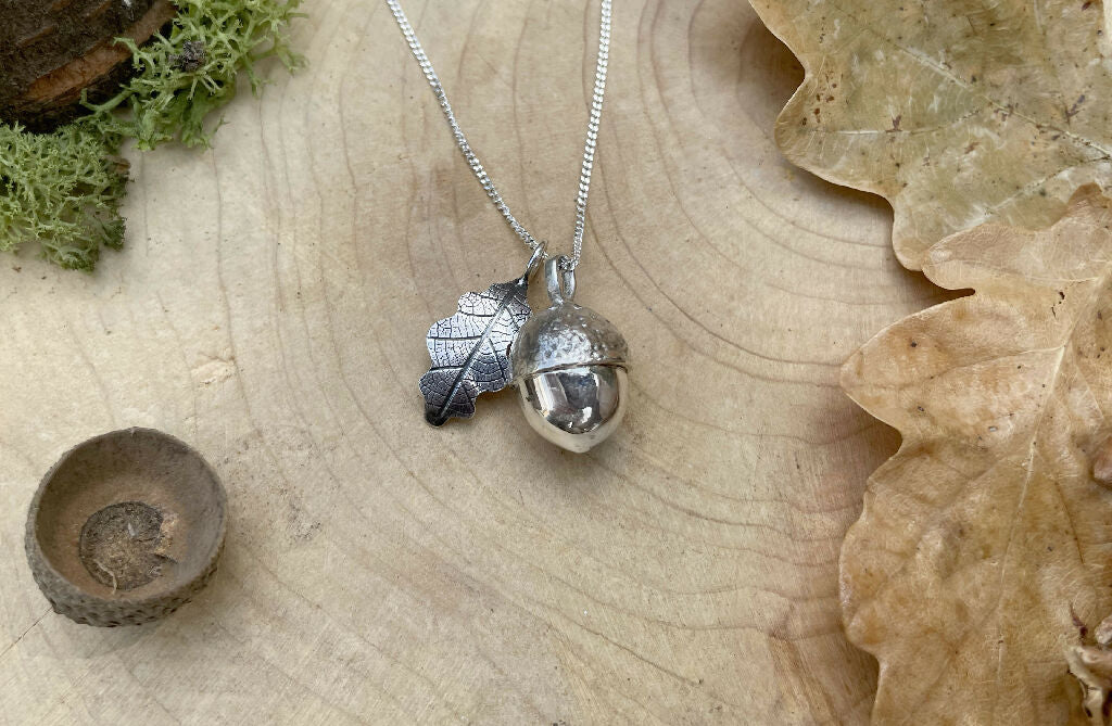 Silver Acorn & Oak Leaf Necklace - Image 5