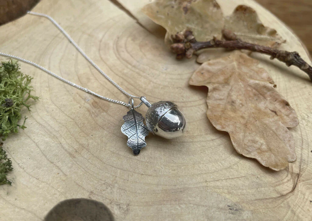 Silver Acorn & Oak Leaf Necklace - Image 7