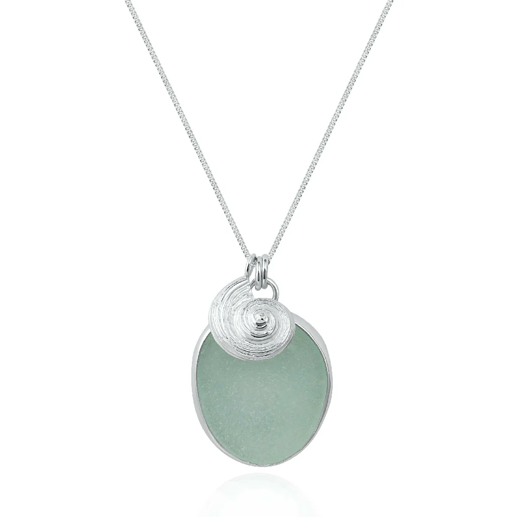 Silver Ammonite & Sea Glass Necklace - Image 5