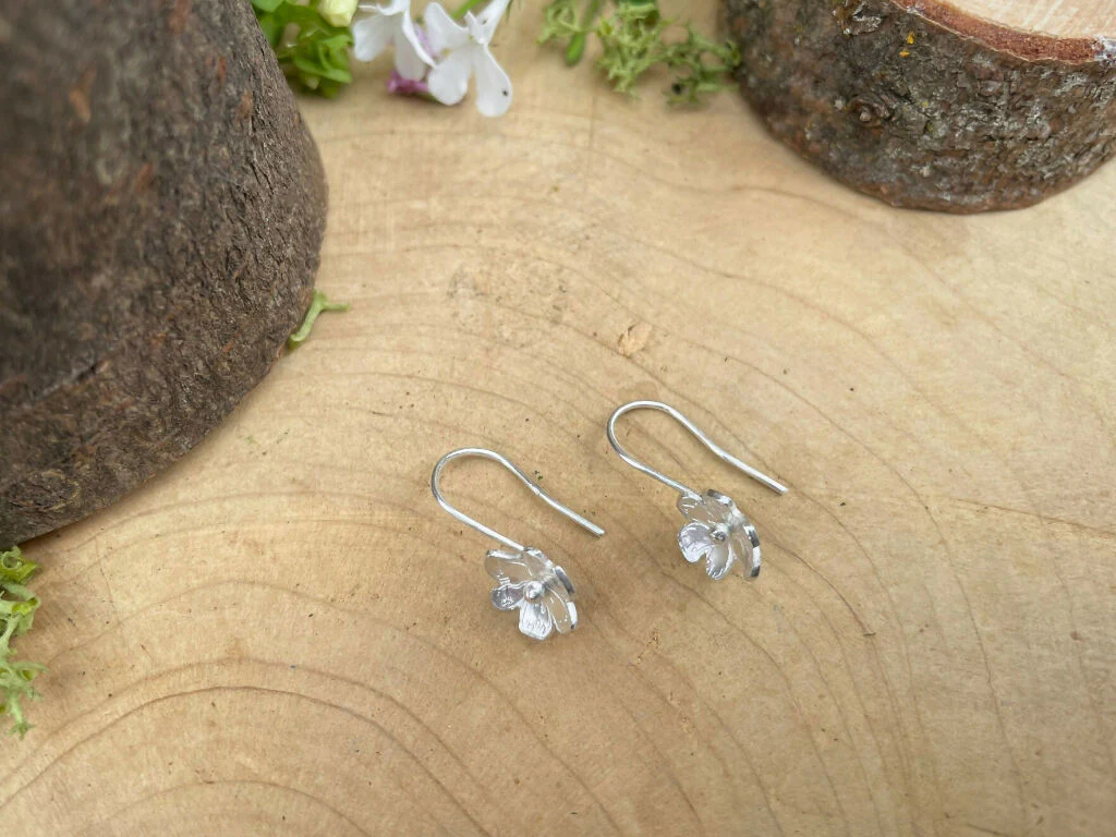 Silver Blossom Drop Earrings - Image 4