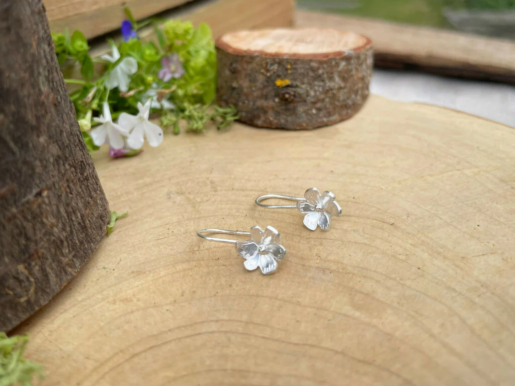Silver Blossom Drop Earrings - Image 5