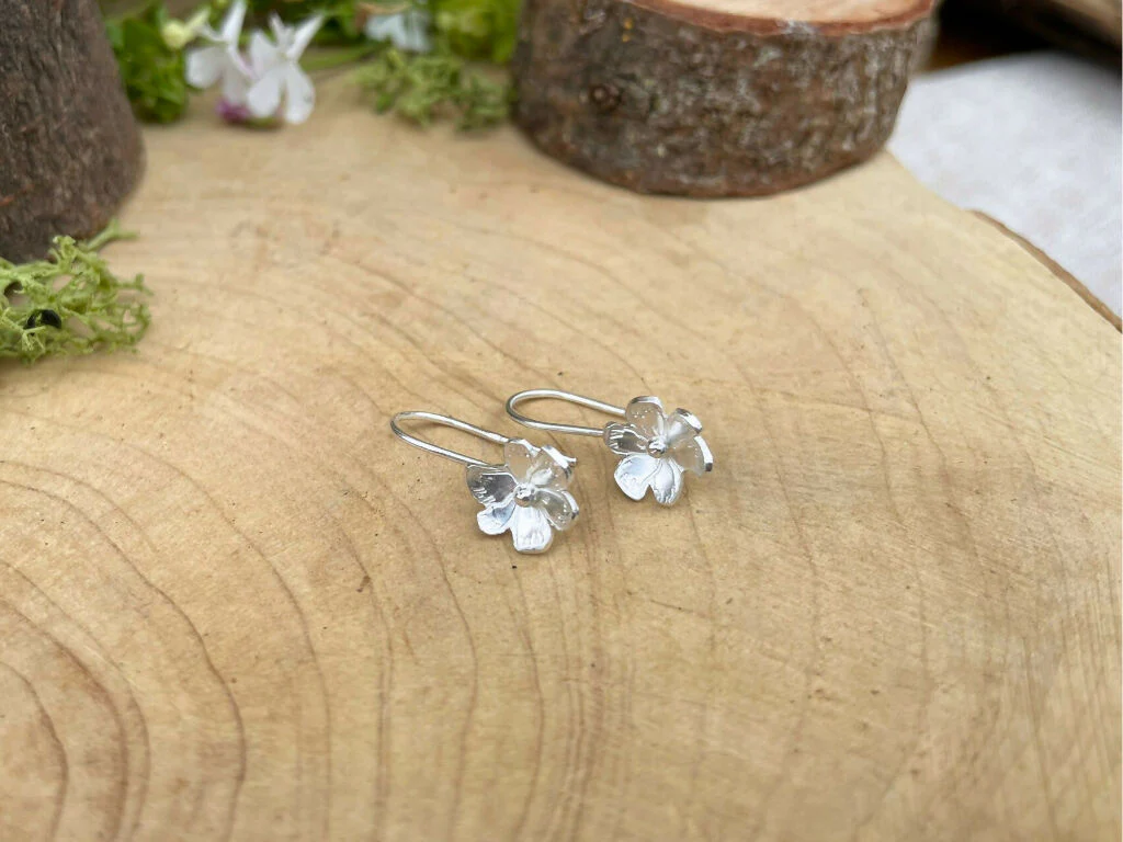 Silver Blossom Drop Earrings - Image 8