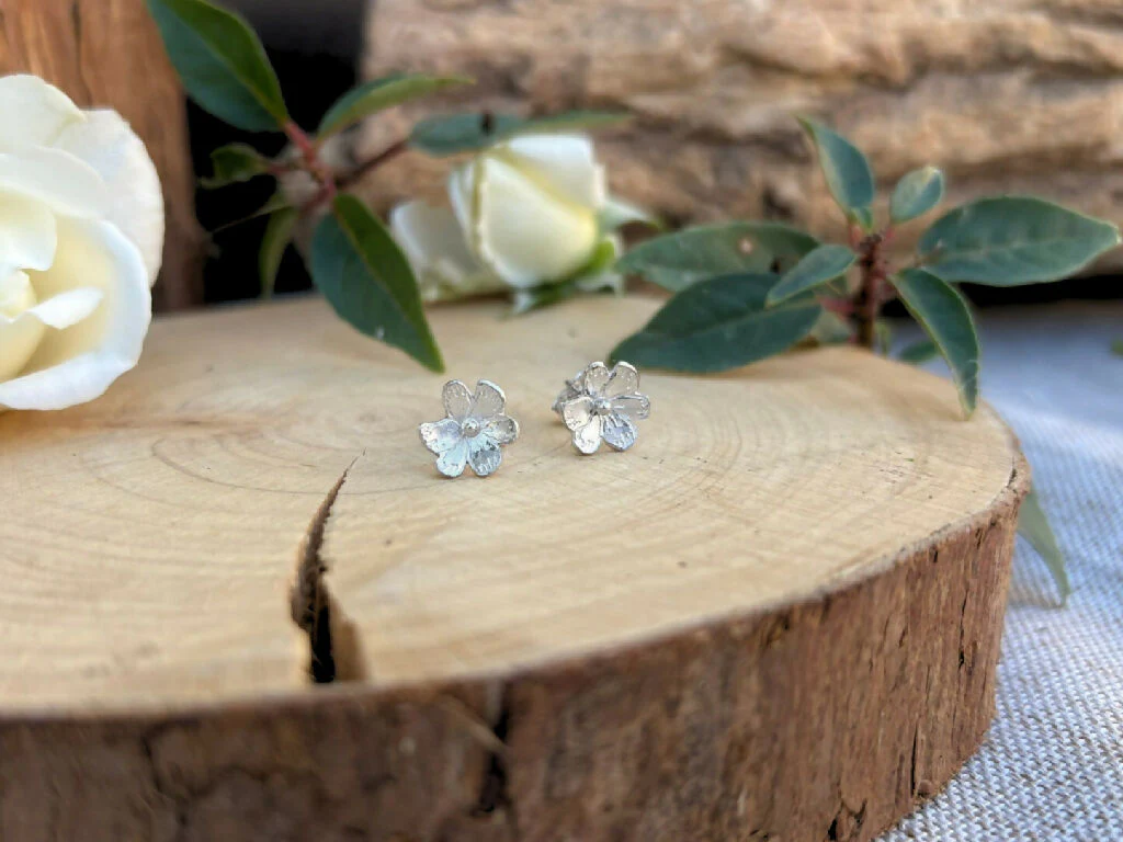 Silver Blossom Stud Earrings - Image 7