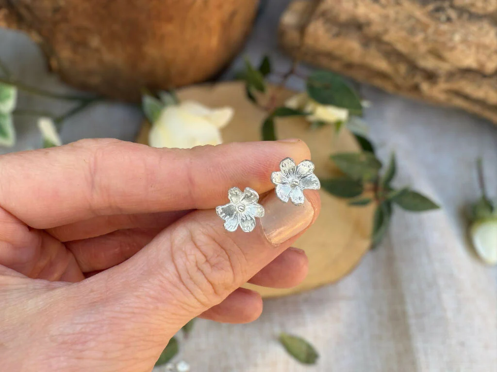 Silver Blossom Stud Earrings - Image 8
