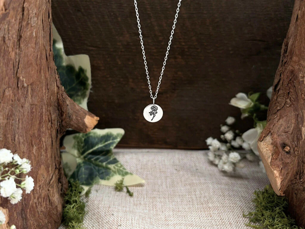 Silver Botanica Birth Flower Necklace - Image 7