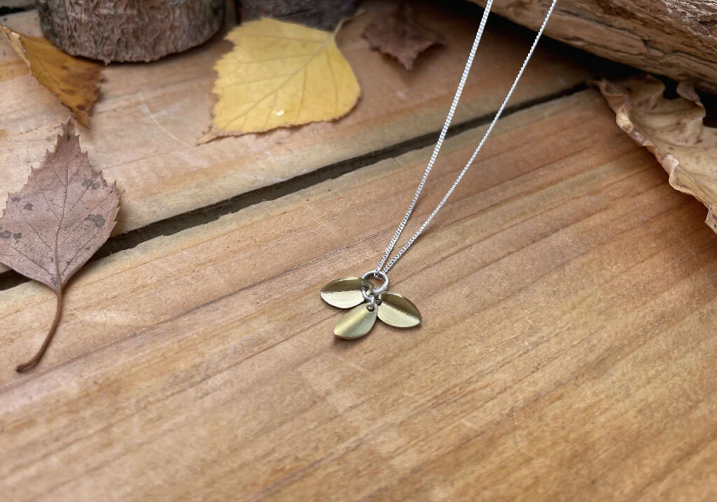 Silver & Brass Petals Necklace - Image 4