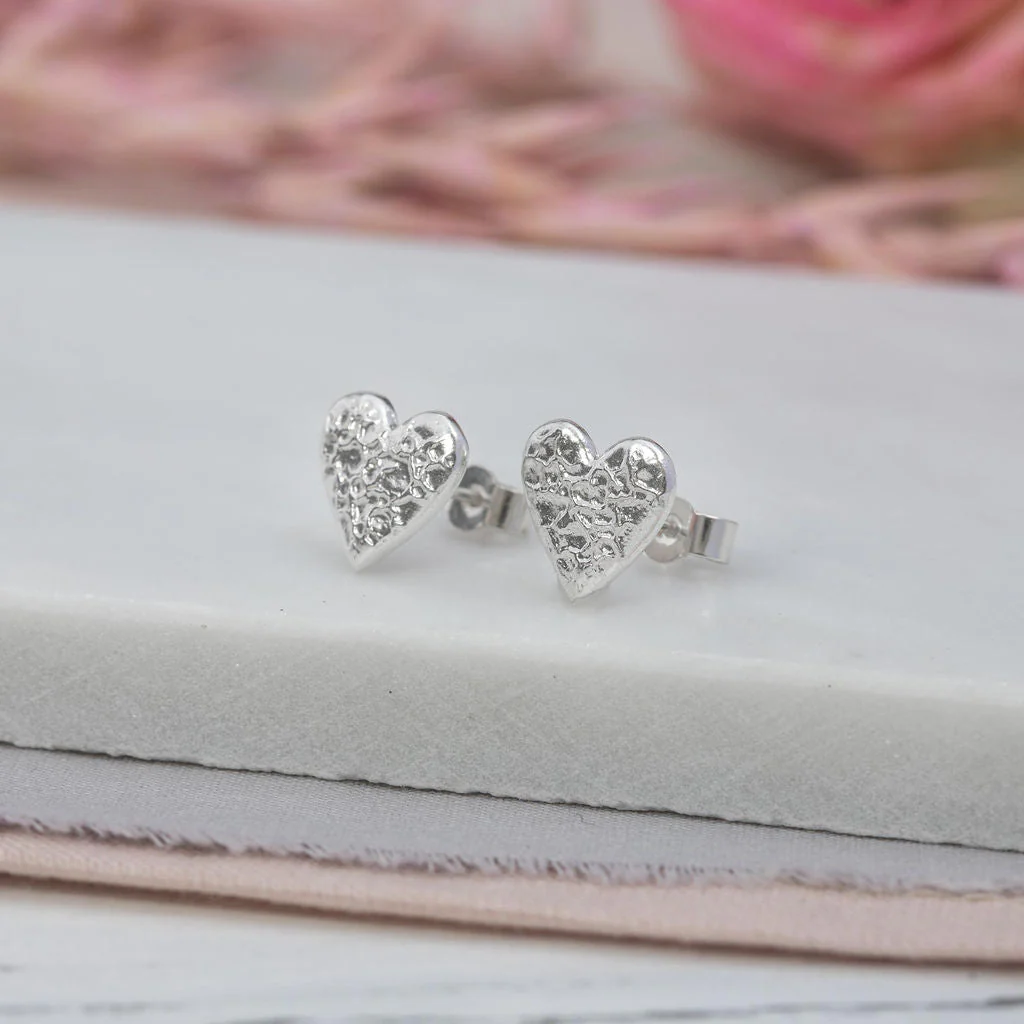 Silver Bubbly Heart Studs - Image 3