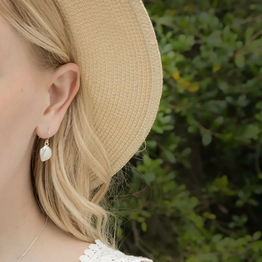 Silver Cockle Shell Drop Earrings - Image 7