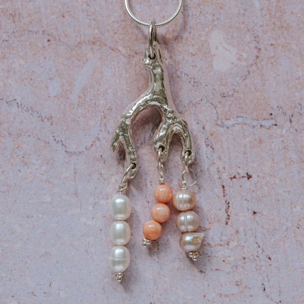 Silver Coral & Pearl Necklace
