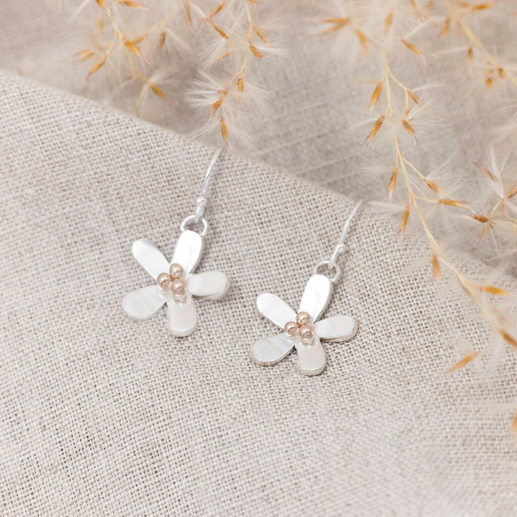 Silver Daisy Dangle Earrings - Image 3