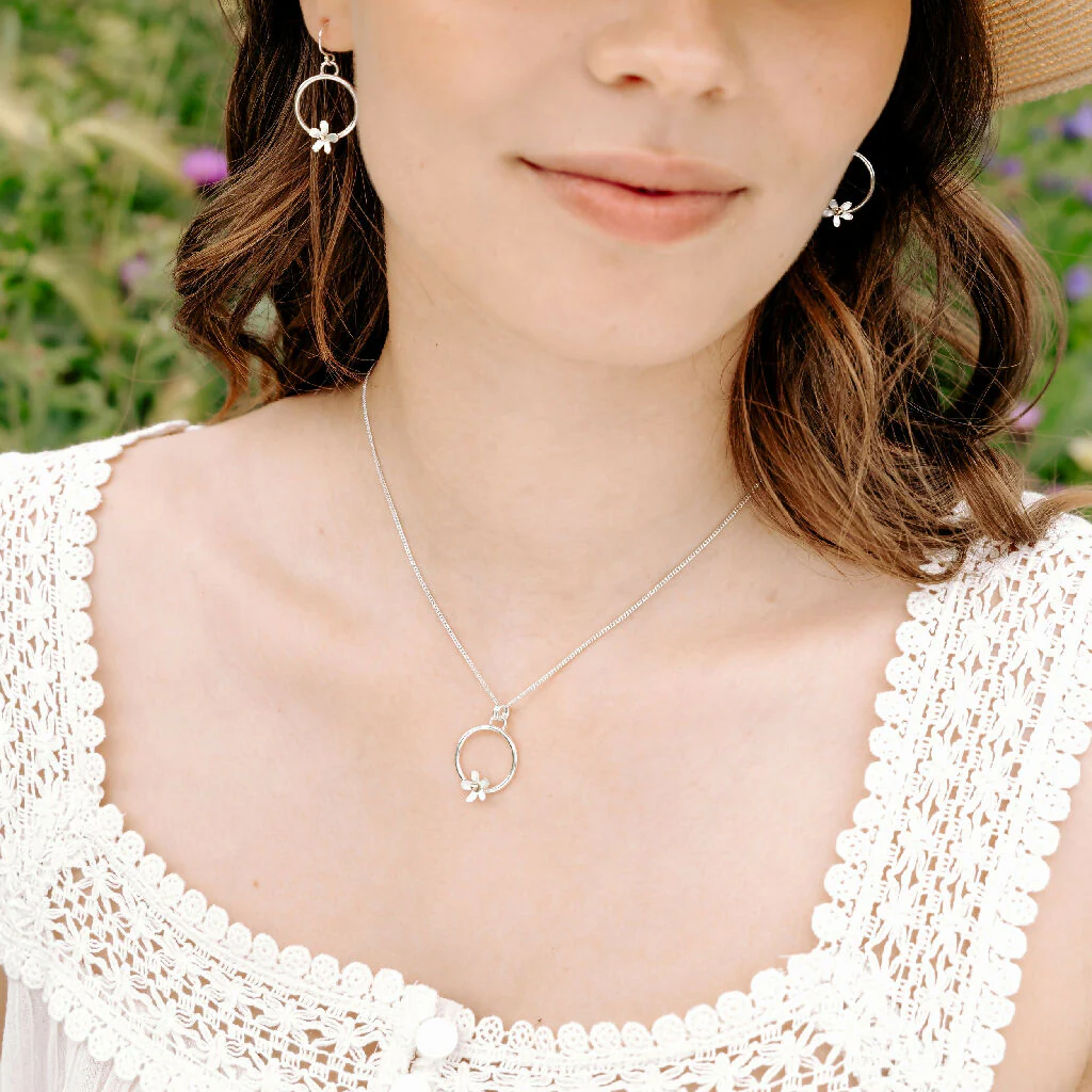 Silver Daisy Hoop Earrings - Image 3