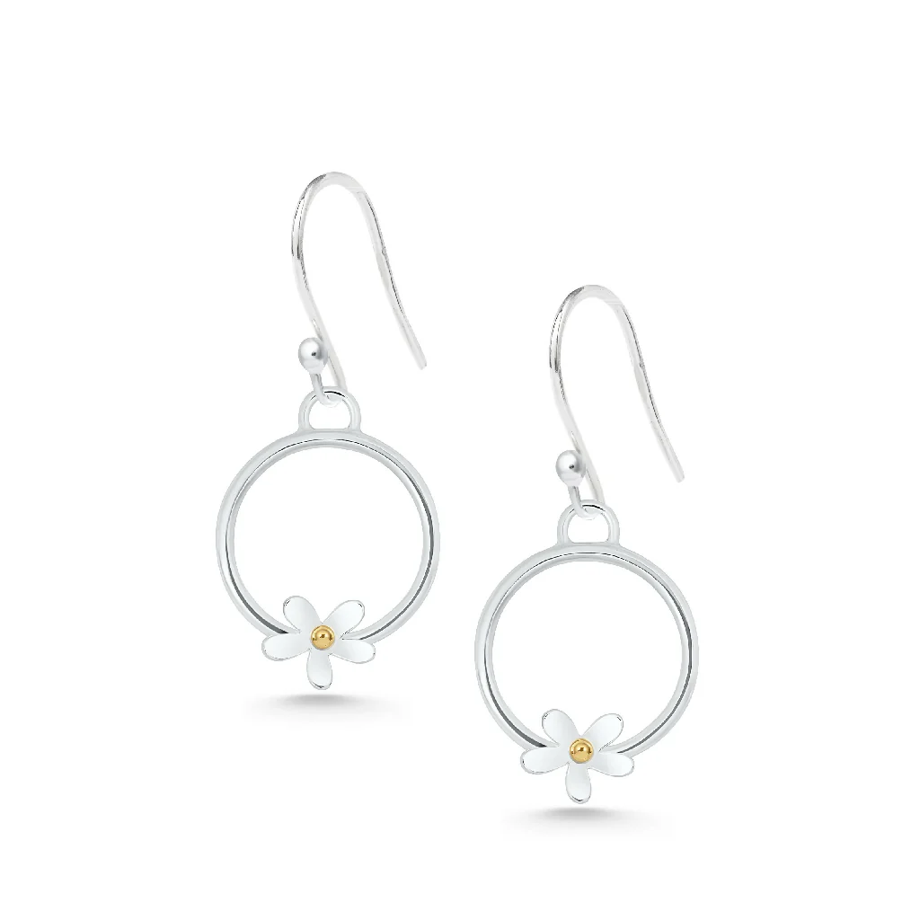 Silver Daisy Hoop Earrings - Image 4