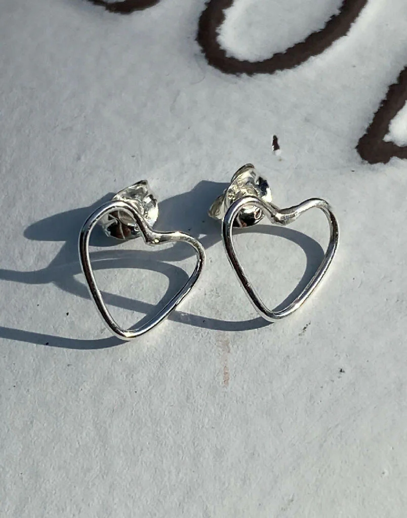 Silver Heart Earrings - Image 2