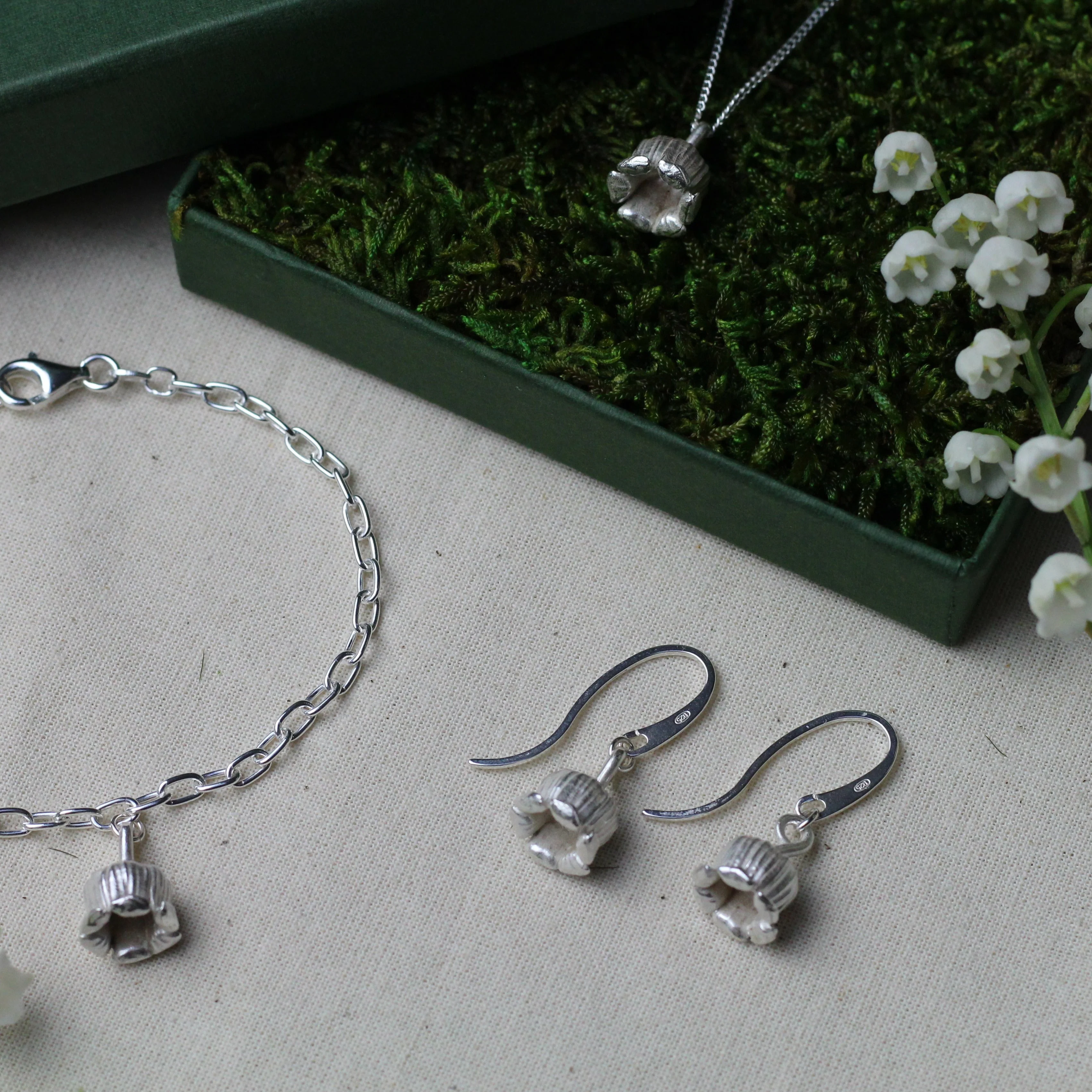 Silver Lily of the Valley Drop Earrings - Image 2