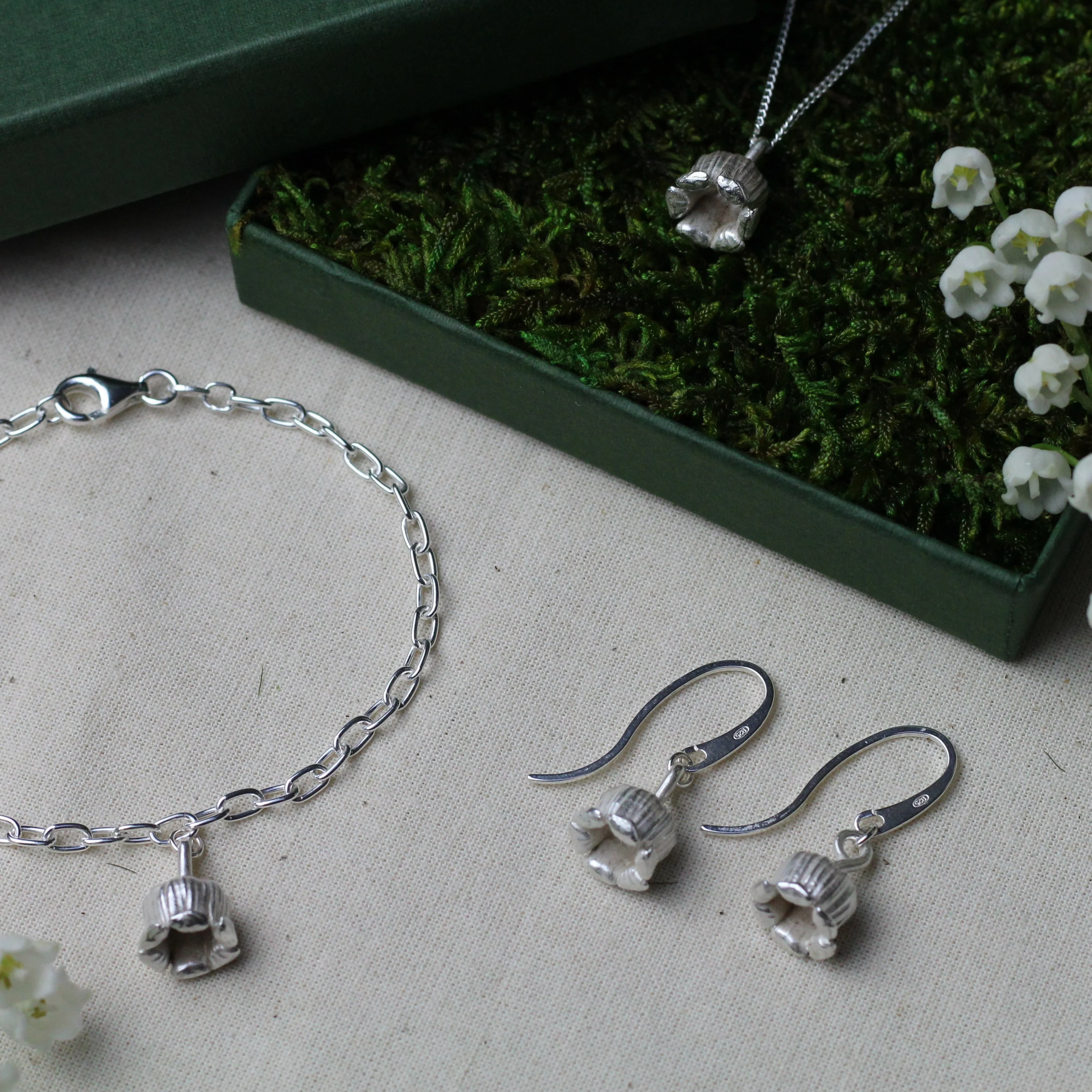 Silver Lily of the Valley Pendant Necklace - Image 2