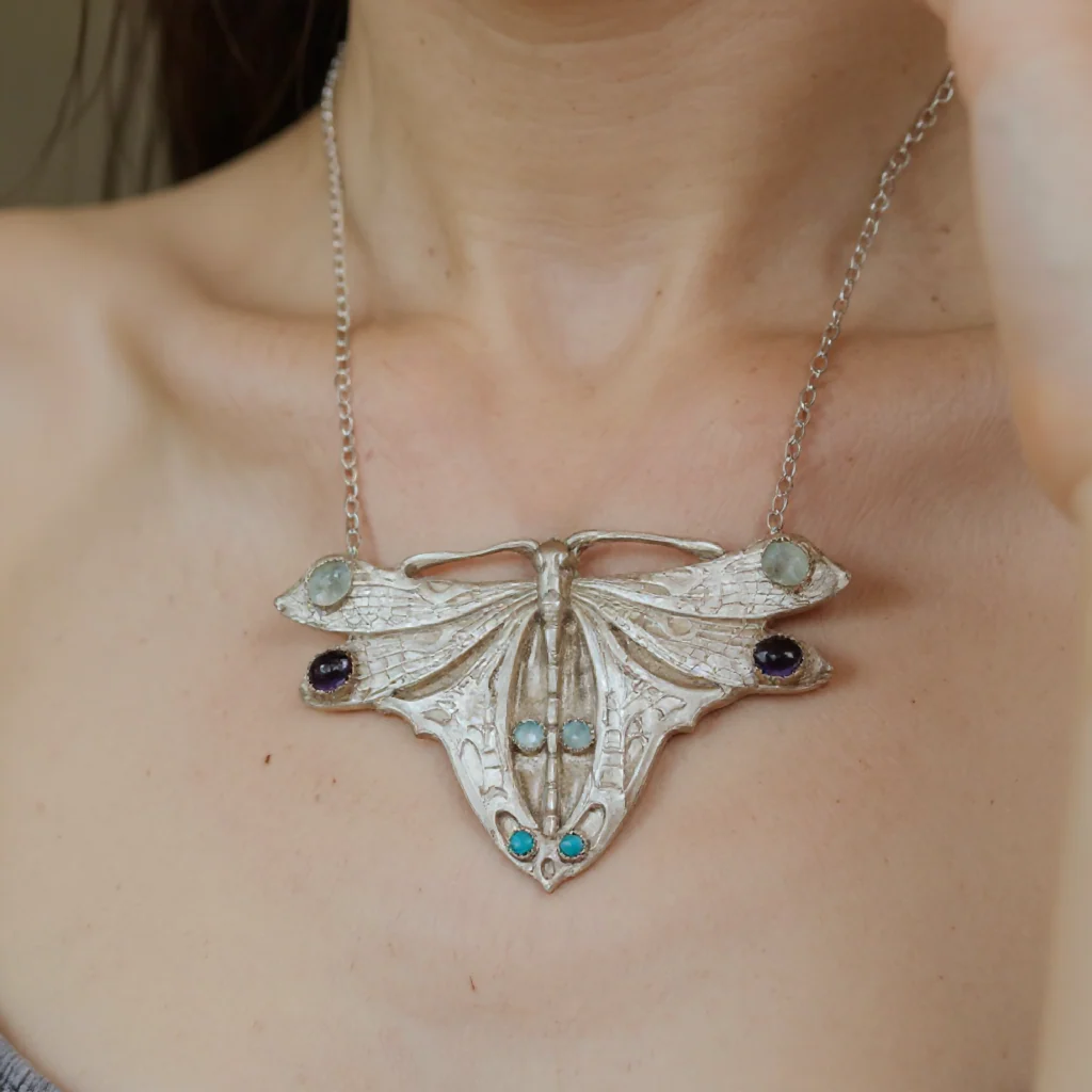 Silver Luna Moth Necklace - Image 2