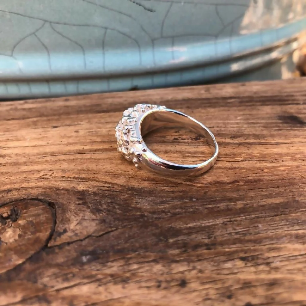 Silver Organic Cast Ring with Barnacle Texture - Image 4