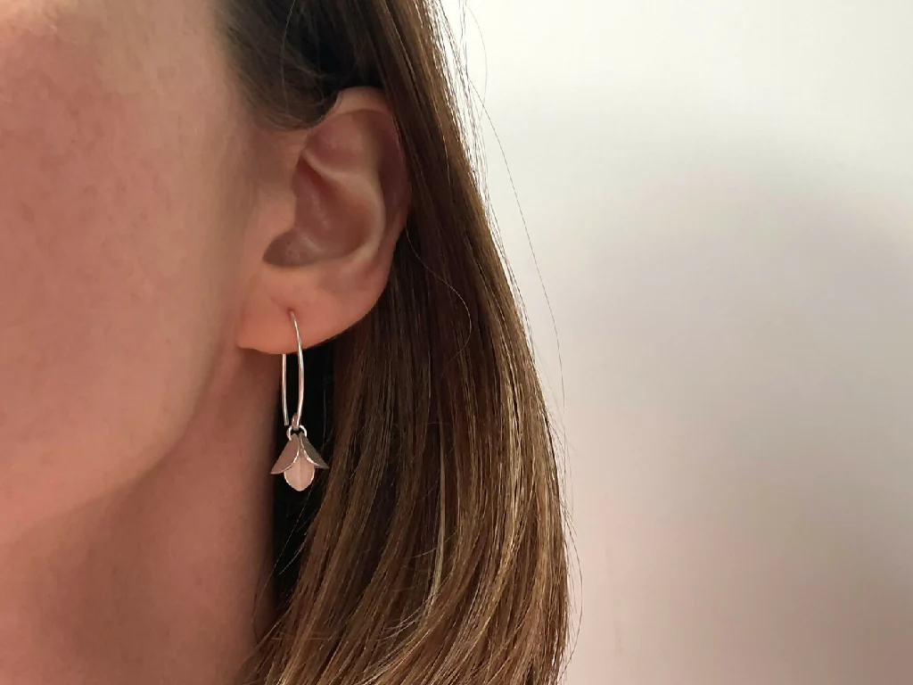 Silver Petal Drop Earrings - Image 6