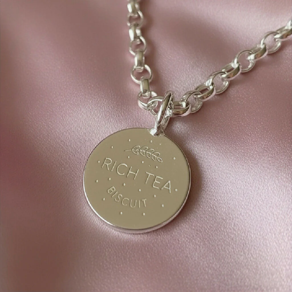 Sterling Silver Rich Tea Biscuit Charm Necklace