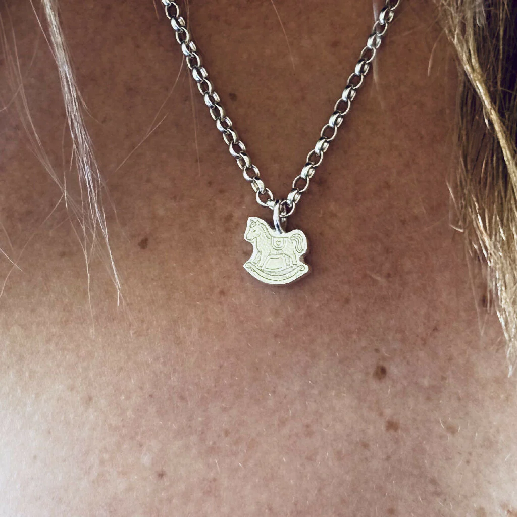 Sterling Silver Rocking Horse Charm Necklace