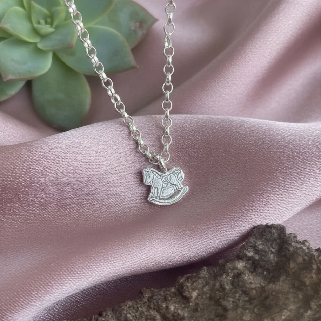 Sterling Silver Rocking Horse Charm Necklace - Image 2