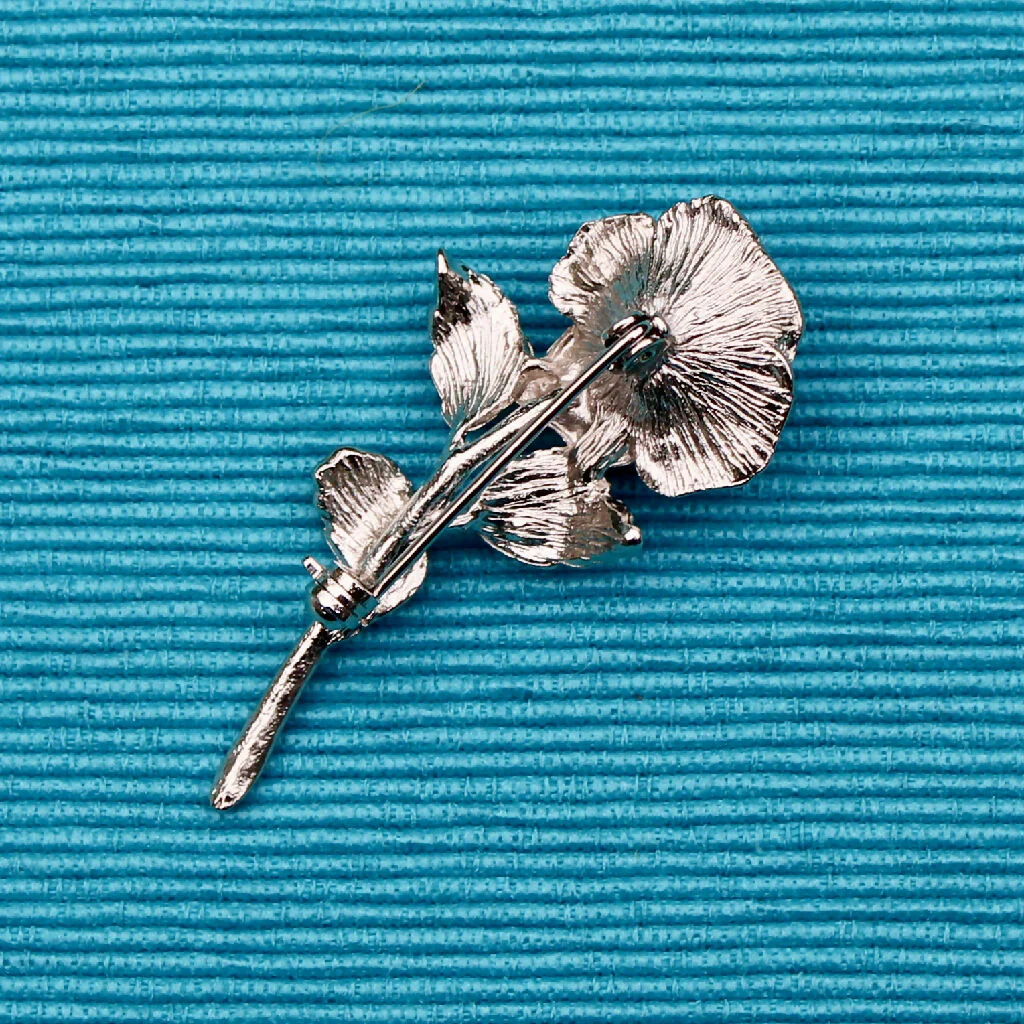 Silver Rose with Pearl Brooch - Image 3