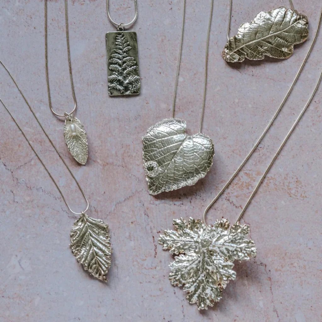 Silver Sage Leaf & Pearl Pendant Necklace - Image 2
