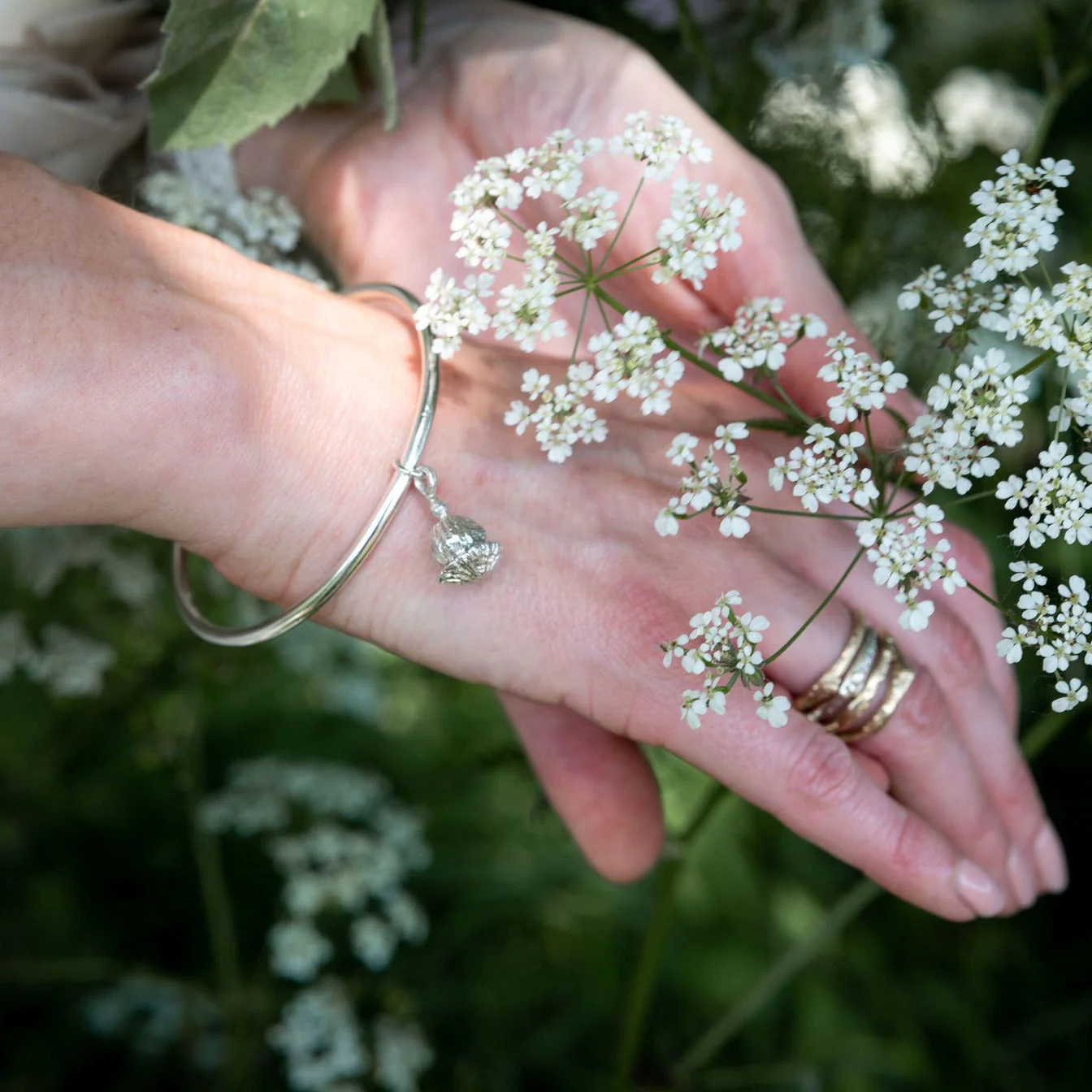 Silver Small Poppy Seed Ashes Bangle - Image 4
